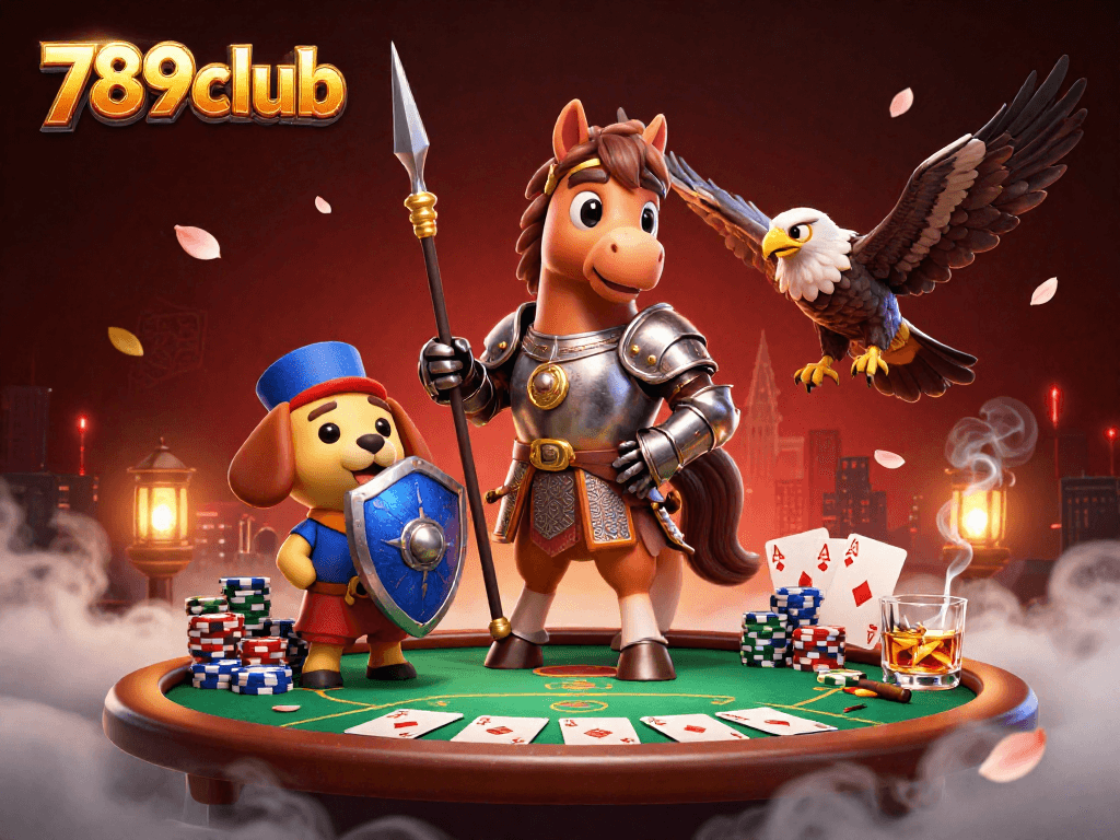 Join the thrilling action at 789club with a vivid scene featuring a medieval knight and poker highlights.