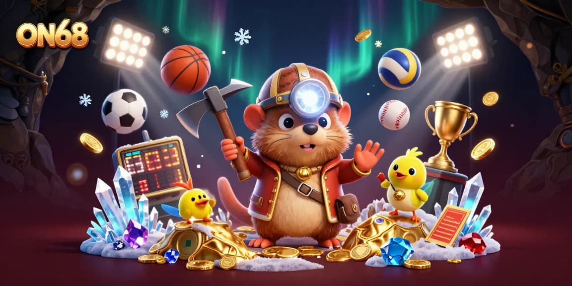 Engage with the thrilling ON68 world of gaming, where a treasure hunter and canary team up amidst flying sports elements.