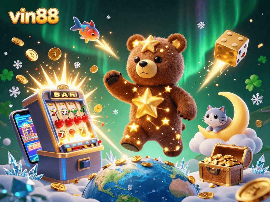 Experience vin88’s vibrant casino world with dynamic 3D characters and exciting gaming elements.