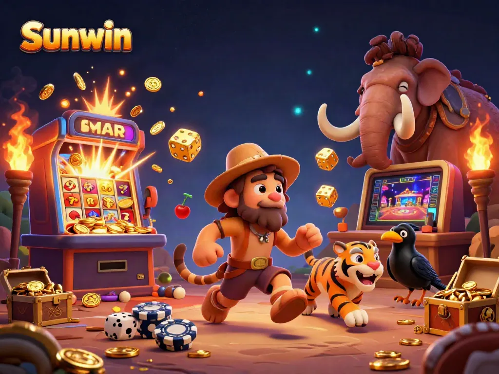 Experience the vibrant Sunwin casino world with dynamic gaming elements and prehistoric characters.