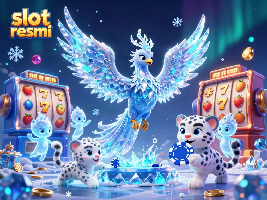 Engage with slot resmi in a vibrant 3D casino scene featuring whimsical characters and gaming elements.