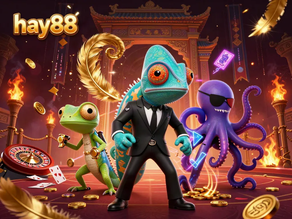Engage with excitement at hay88 with vibrant characters and casino elements in a lively scene.