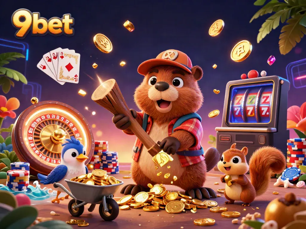 Experience the excitement of 9bet with vibrant casino elements and engaging characters.