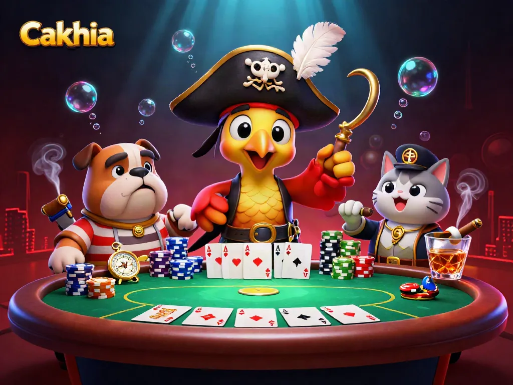 Bet and win at Cakhia with colorful poker chips and a lively gaming atmosphere.