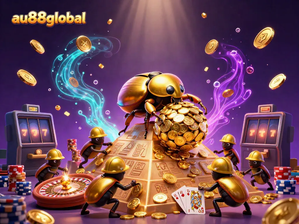 Catch exciting gaming action at au88global with golden coins and vibrant casino symbols!