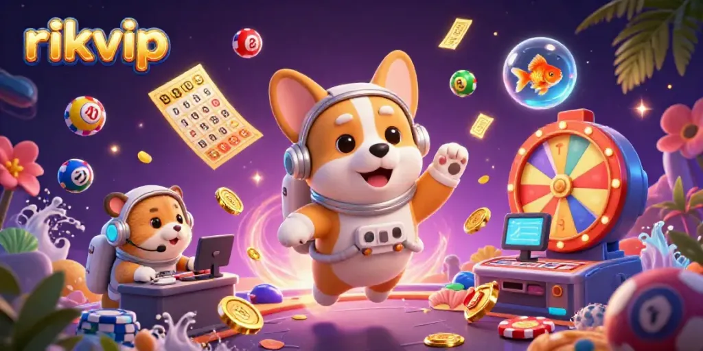 Experience the thrilling gameplay of rikvip with energetic 3D characters and vibrant casino elements.