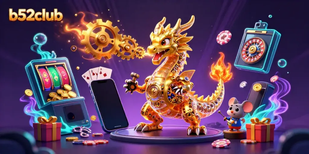 Engage with b52club's thrilling gaming experience featuring vibrant game elements and a fantasy setting.