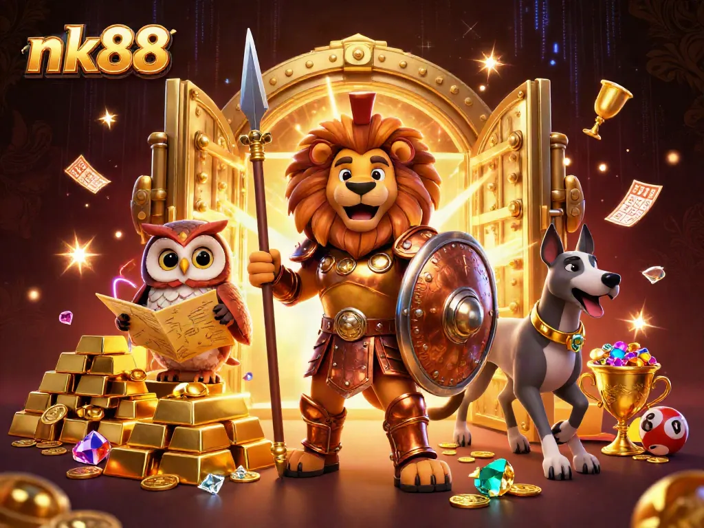 Engage with nk88 for thrilling games and explosive wins on this vibrant casino illustration.