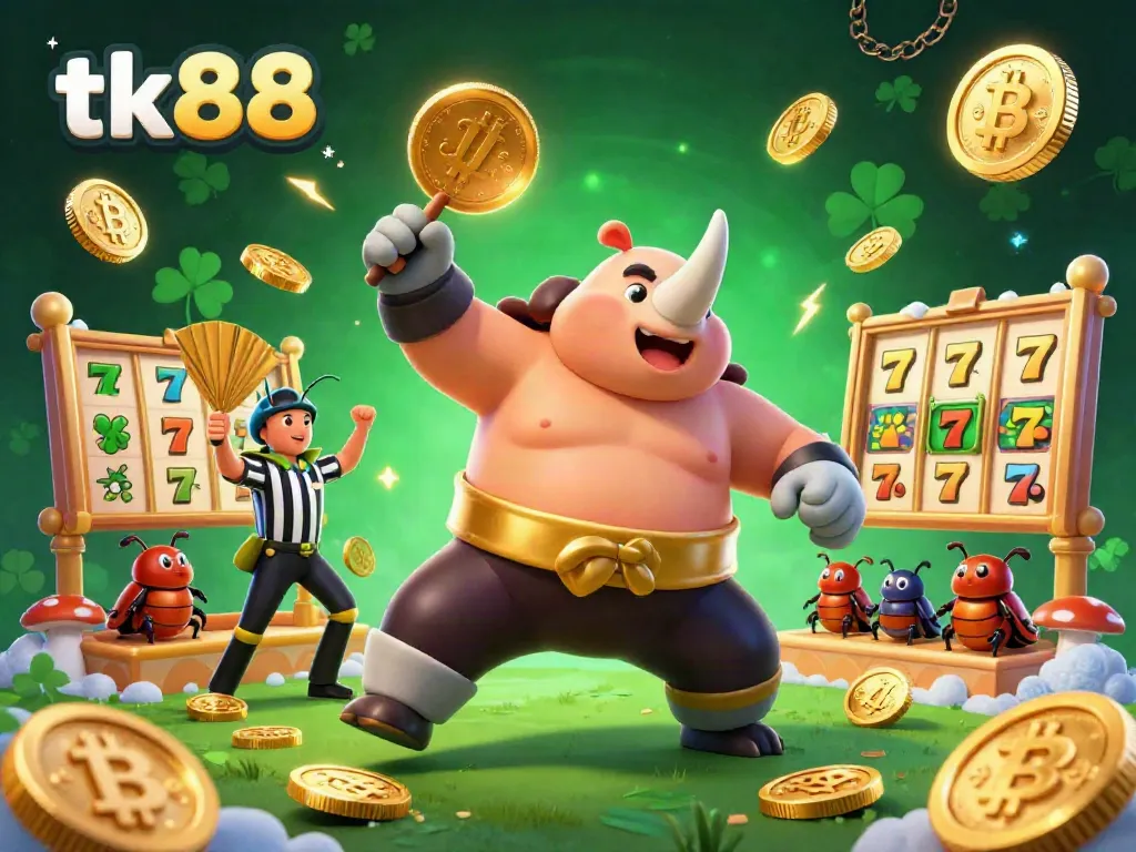 Experience the vibrant gaming energy of tk88 with a dynamic scene featuring a beetle champion in action.