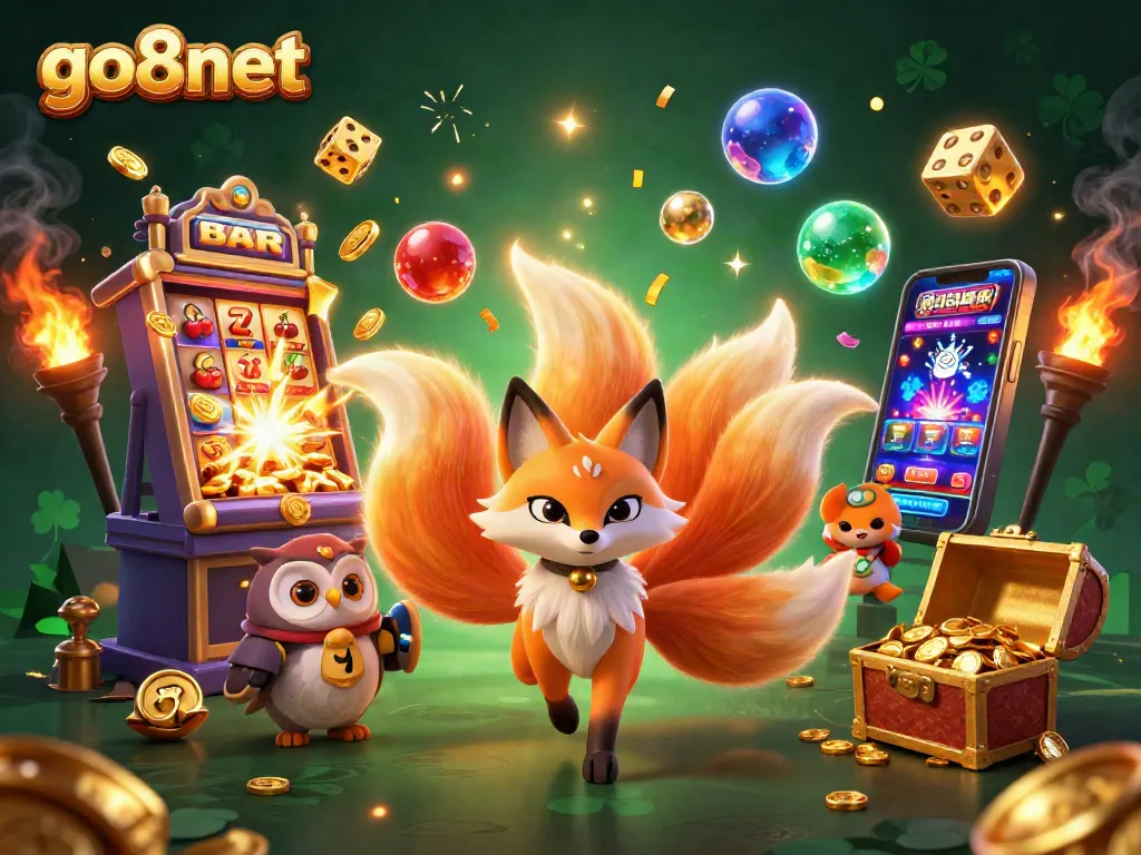 Experience the vibrant excitement of go8net's casino world with a jackpot explosion scene.
