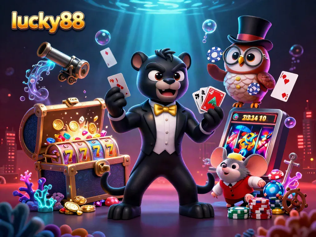 Experience exciting games at lucky88 with stylish characters and vibrant casino elements.