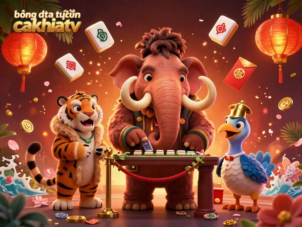 Experience bóng đá trực tuyến cakhiatv with a vibrant illustration of unique characters in a casino setting.