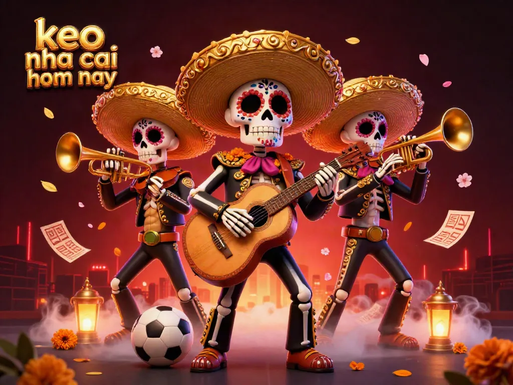 Engage with keo nha cai hom nay: vibrant mariachi band above sports betting elements in a festive casino scene.