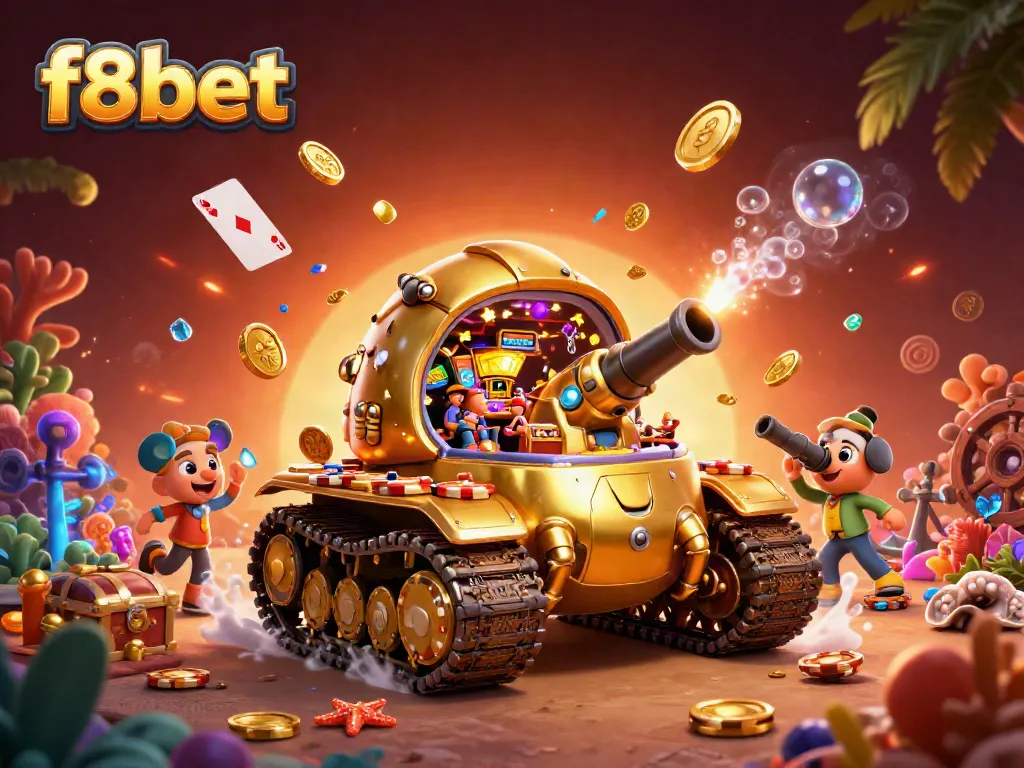 Experience the excitement of f8bet with a vibrant 3D illustration of a casino-themed beetle tank.