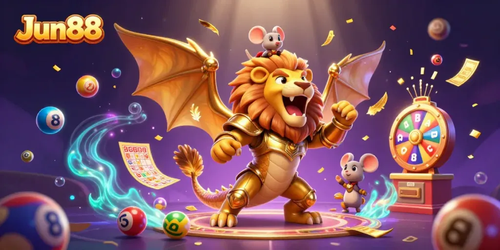 Người chơi Jun88 đang tận hưởng trải nghiệm nổ hũ thú vị với chimera và một chú chuột dũng cảm.