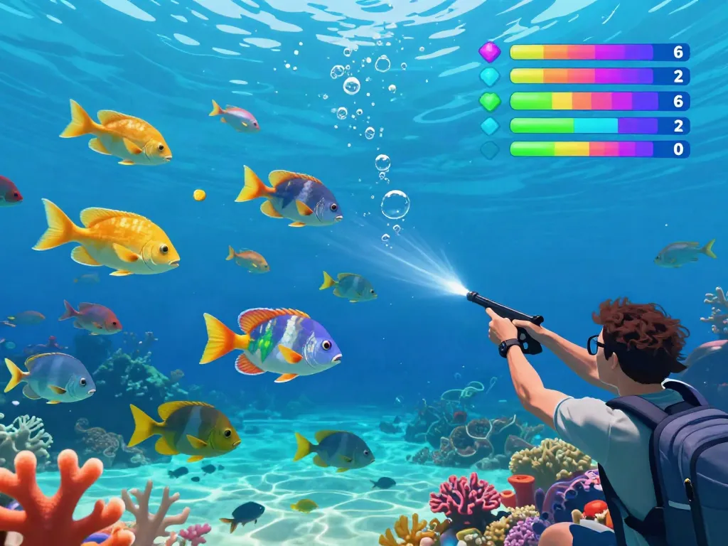 Action-packed scene of lại là Bắn cá đổi thưởng game with colorful fish and exciting underwater graphics.