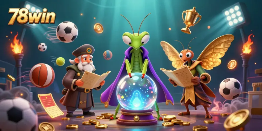 Engage with 78win's exciting games as a mystical fortune teller reveals secrets within a crystal ball.