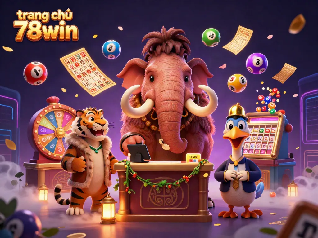 Experience the thrill at trang chủ 78win with dynamic colorful lottery balls and a lively casino atmosphere.