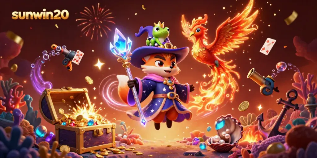 Experience thrilling gameplay at sunwin20 with vibrant magic and casino elements in a dynamic scene.