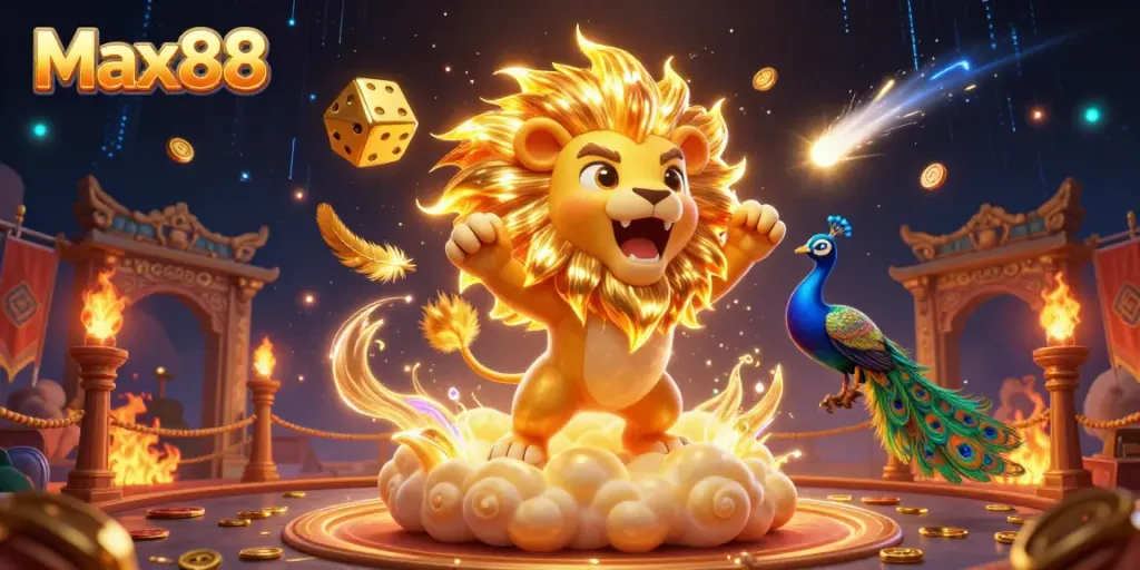 Engage in thrilling gameplay at Max88 with vibrant casino-themed illustration