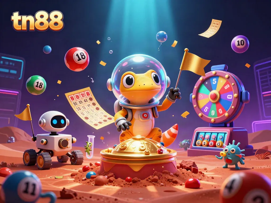 Engage in exhilarating games at tn88 with a captivating Martian scene celebrating casino adventures.